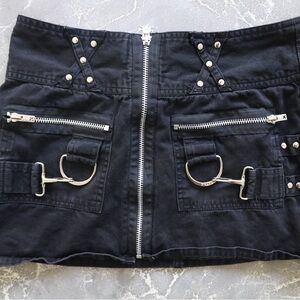 Tripp NYC Black Mini Skirt with Silver Hardware